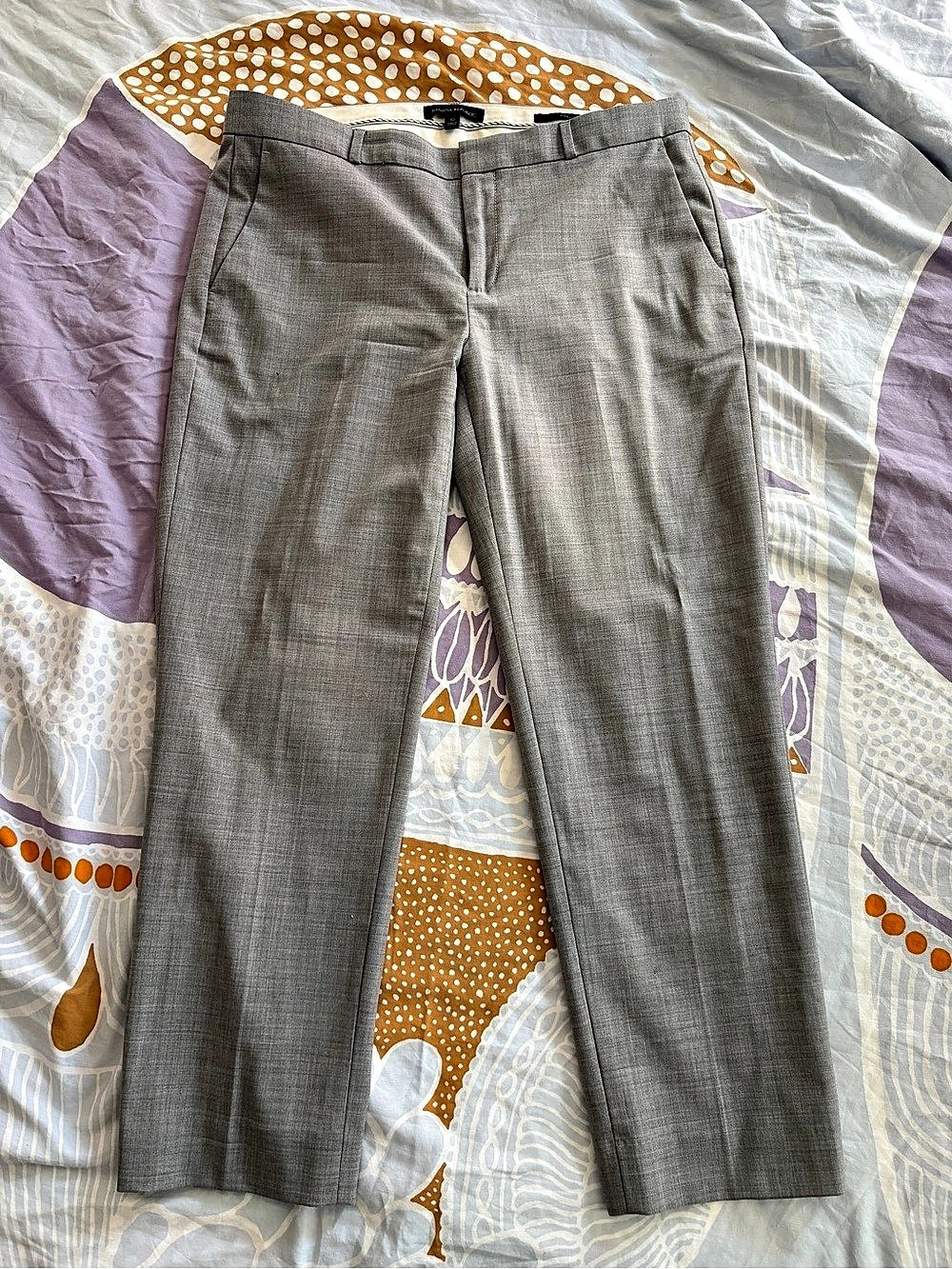 Banana Republic Avery Plaid Trouser Pant Straight Leg Gray Size 10